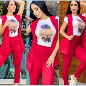 Red Women's Pants & Jumpsuit Set